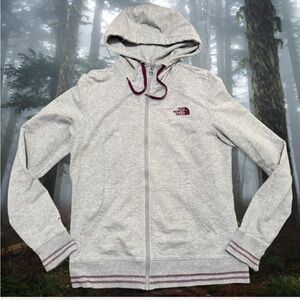 The North Face Gray Hoodie with Purple Accents